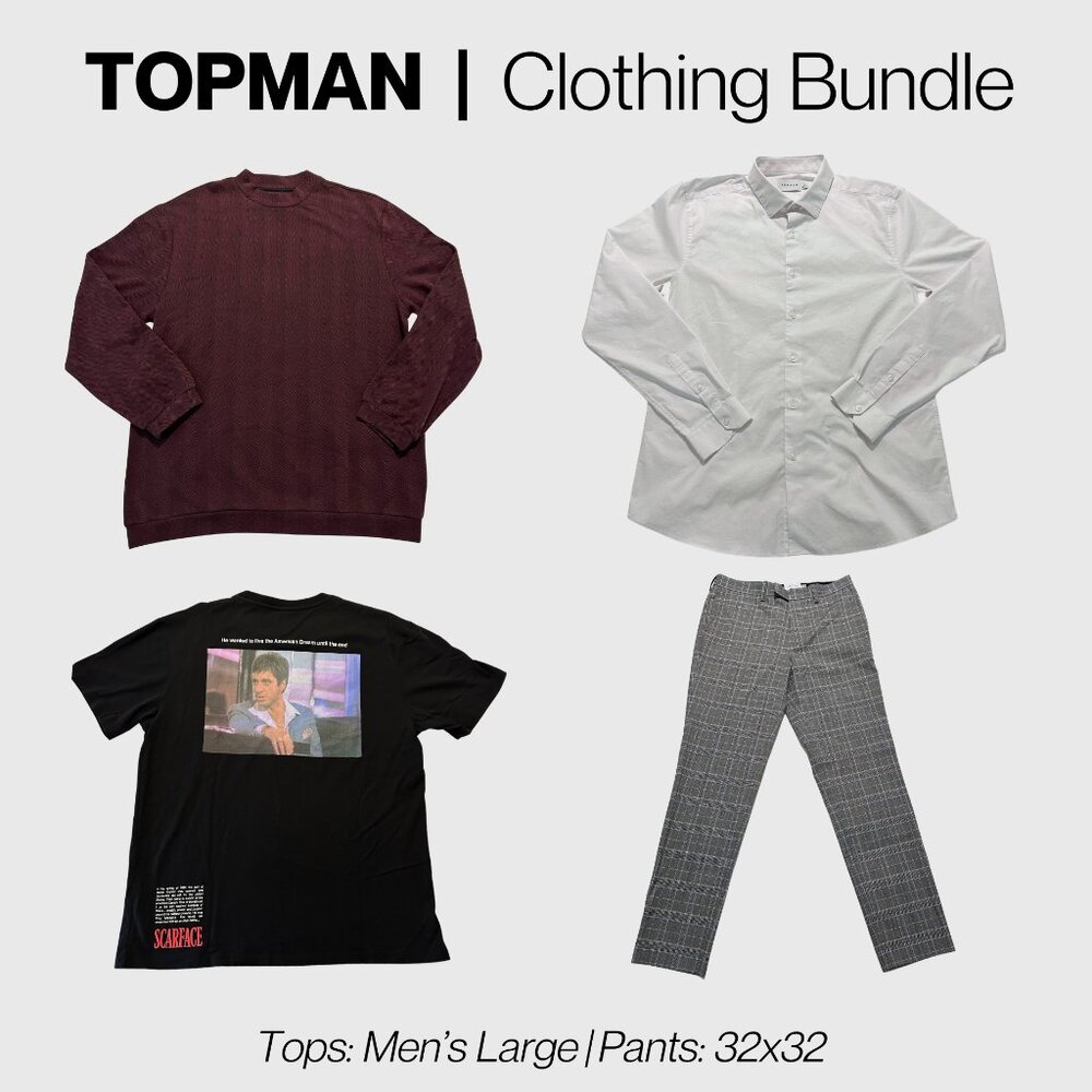 Topman Clothing Bundle | 3 Tops + Pants | Like New | Tops: Large, Pants: 32x32